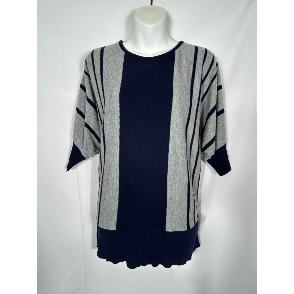 A Knitch Above USA Womens Y2K Knit Dolman Tunic Top Y2K Striped Size L Nautical‎